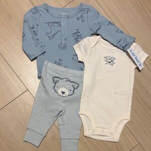 Carter's Blue and White Baby Bodysuit Set